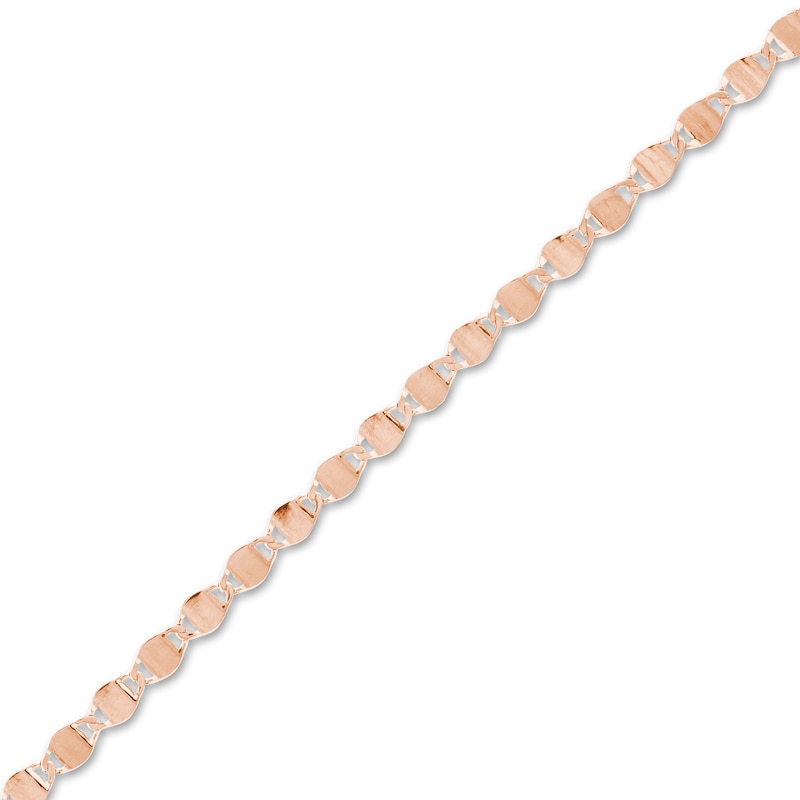 Main Image 2 of Solid Diamond-Cut Valentino Bracelet 14K Rose Gold 7.5" Adj.