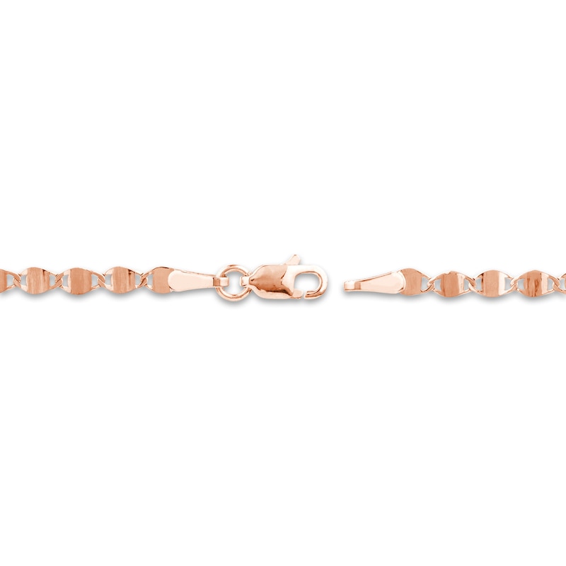 Main Image 3 of Solid Diamond-Cut Valentino Bracelet 14K Rose Gold 7.5" Adj.