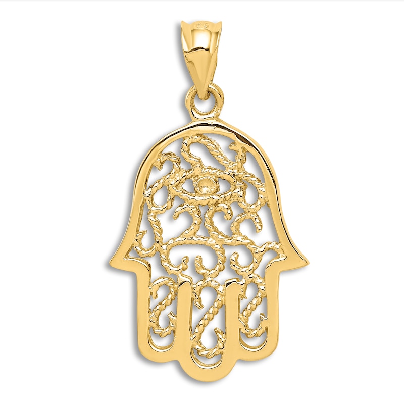Main Image 2 of Filigree Hamsa Necklace 14K Yellow Gold 18"