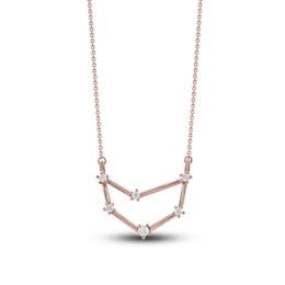 Diamond Capricorn Constellation Necklace 1/6 ct tw Round 14K Rose Gold