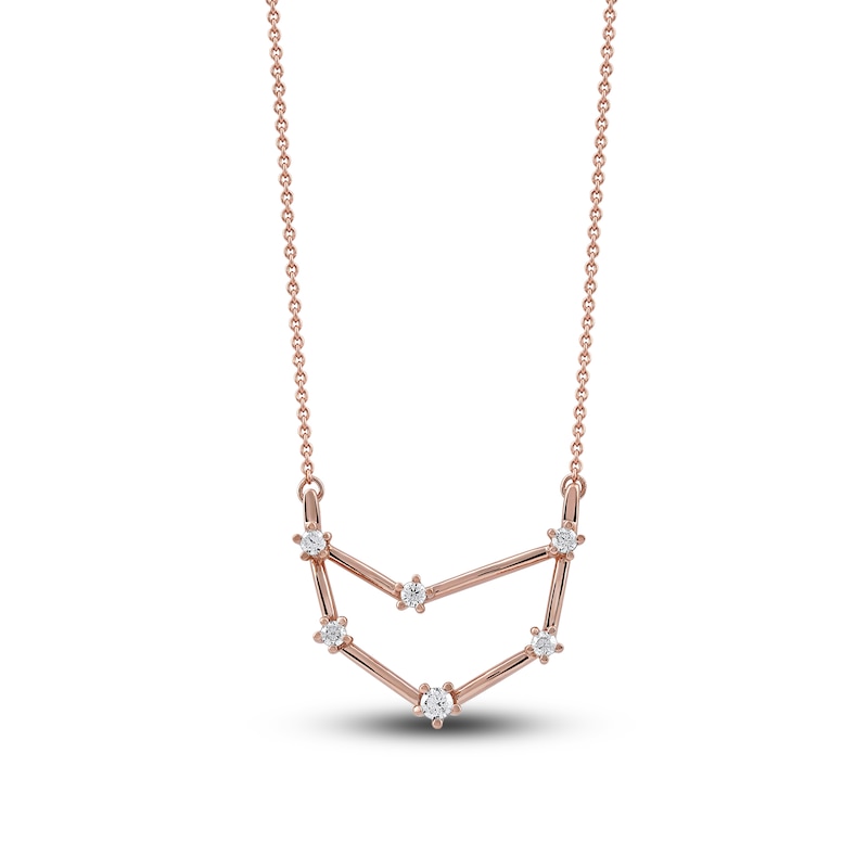 Main Image 1 of Diamond Capricorn Constellation Necklace 1/6 ct tw Round 14K Rose Gold
