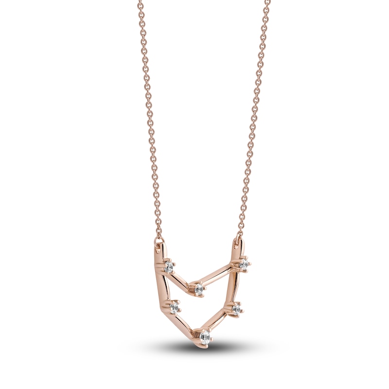 Main Image 2 of Diamond Capricorn Constellation Necklace 1/6 ct tw Round 14K Rose Gold