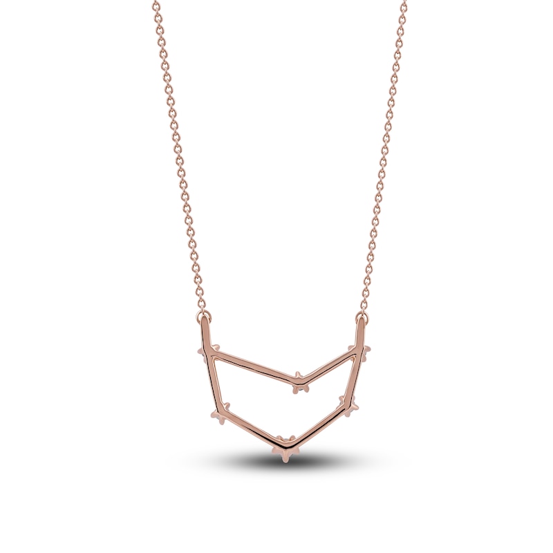 Main Image 3 of Diamond Capricorn Constellation Necklace 1/6 ct tw Round 14K Rose Gold