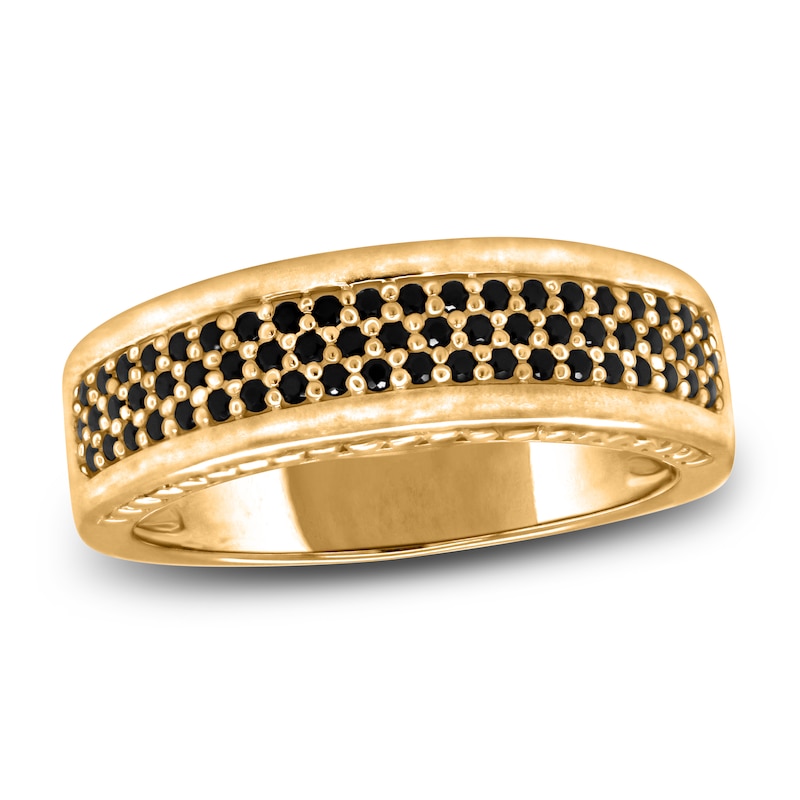 Main Image 1 of Men's Black Diamond Anniversary Ring 1/3 ct tw Round 14K Yellow Gold