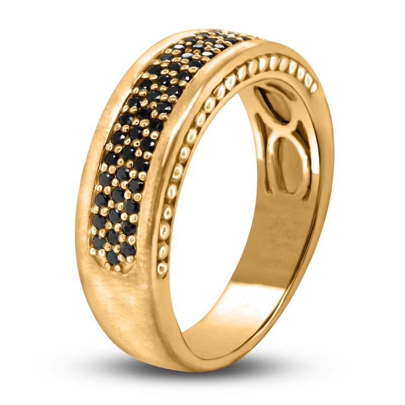 Main Image 2 of Men's Black Diamond Anniversary Ring 1/3 ct tw Round 14K Yellow Gold