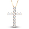 Thumbnail Image 1 of Diamond Cross Pendant Necklace 2-3/4 ct tw Round 14K Yellow Gold 18"