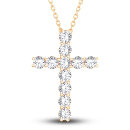 Diamond Cross Pendant Necklace 2-3/4 ct tw Round 14K Yellow Gold 18"