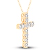 Thumbnail Image 2 of Diamond Cross Pendant Necklace 2-3/4 ct tw Round 14K Yellow Gold 18"