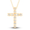 Thumbnail Image 3 of Diamond Cross Pendant Necklace 2-3/4 ct tw Round 14K Yellow Gold 18"