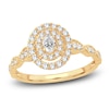 Thumbnail Image 1 of Diamond Double Halo Engagement Ring 1/2 ct tw Oval/Round 14K Yellow Gold