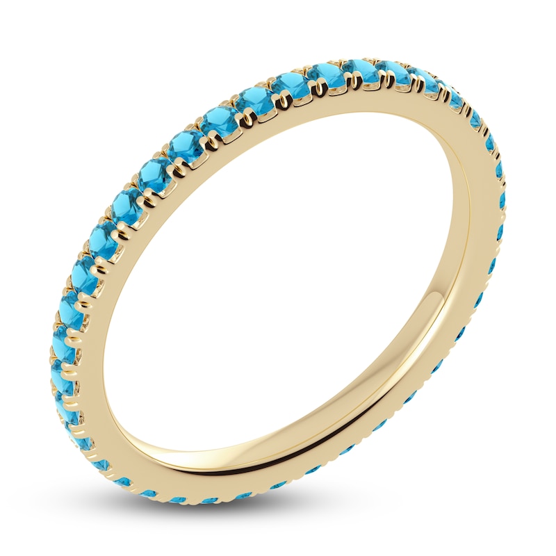 Main Image 2 of Juliette Maison Natural Blue Zircon Eternity Ring 10K Yellow Gold