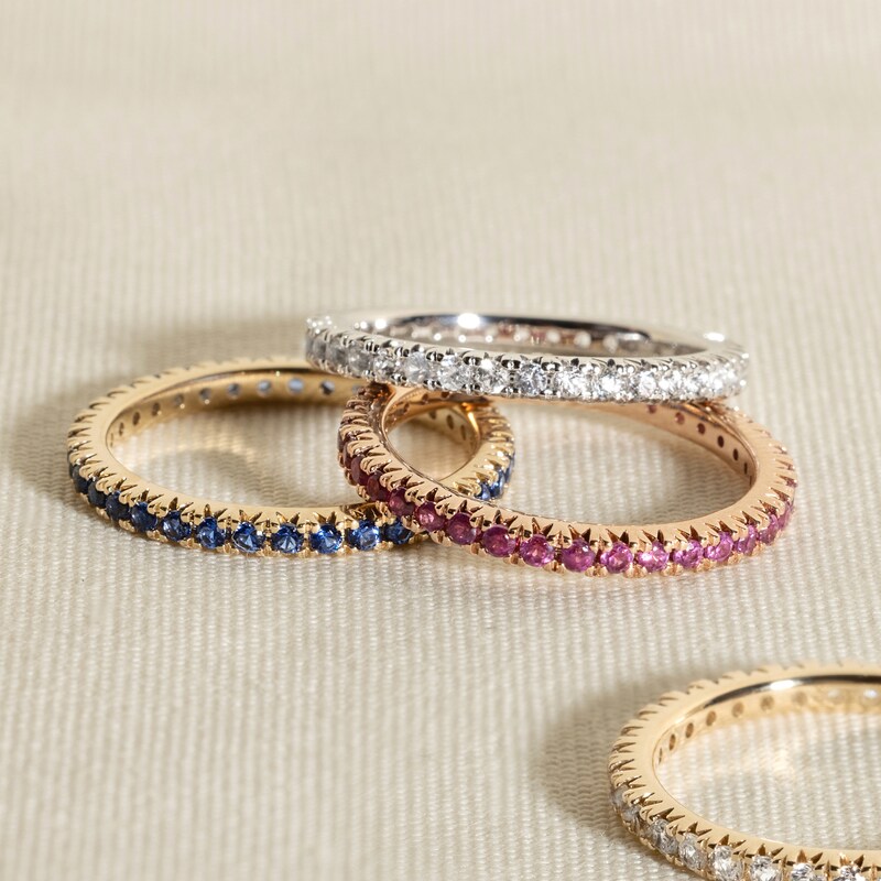 Main Image 4 of Juliette Maison Natural Blue Zircon Eternity Ring 10K Yellow Gold