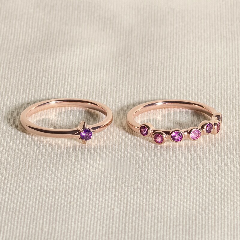 Main Image 4 of Juliette Maison Natural Ruby & Natural Amethyst Ring 10K Rose Gold