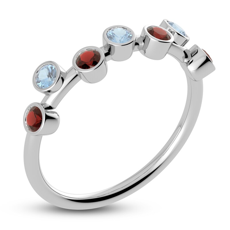 Main Image 2 of Juliette Maison Natural Garnet & Natural Aquamarine Ring 10K White Gold