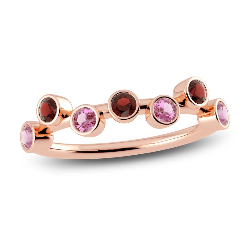 Main Image 1 of Juliette Maison Natural Pink Tourmaline & Natural Garnet Ring 10K Rose Gold