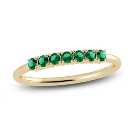Juliette Maison Natural Emerald Half Eternity Ring 10K Yellow Gold