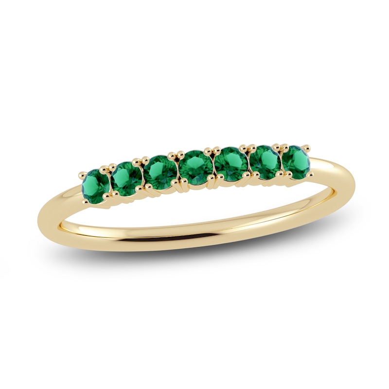Main Image 1 of Juliette Maison Natural Emerald Half Eternity Ring 10K Yellow Gold