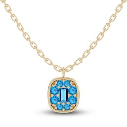 Juliette Maison Natural Blue Zircon Pendant Necklace 10K Yellow Gold