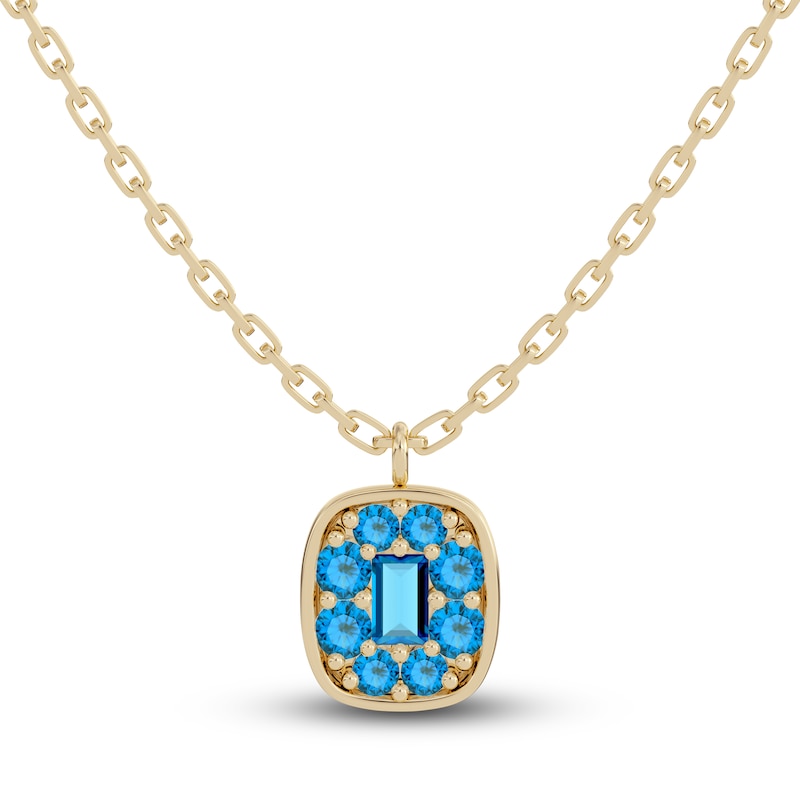 Main Image 1 of Juliette Maison Natural Blue Zircon Pendant Necklace 10K Yellow Gold