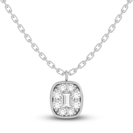 Juliette Maison Natural White Sapphire Pendant Necklace 10K White Gold