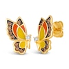 Le Vian Diamond Butterfly Earrings 1/3 ct tw Round Red/Yellow Enamel 14K Honey Gold