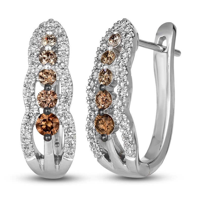 Main Image 1 of Le Vian Diamond Hoop Earrings 5/8 ct tw Round Platinum