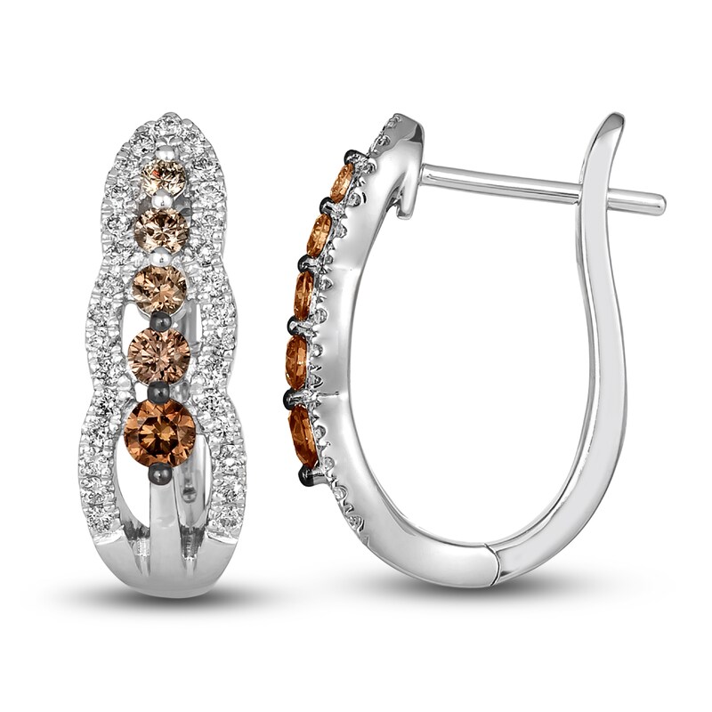 Main Image 2 of Le Vian Diamond Hoop Earrings 5/8 ct tw Round Platinum