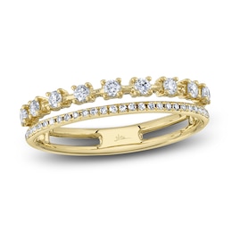 Image of 14K yellow gold diamond stacking ring.