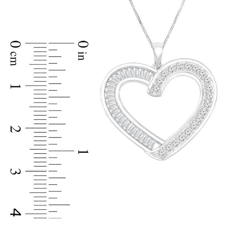Main Image 2 of Diamond Heart Pendant Necklace 1/2 ct tw Round/Baguette 14K White Gold 18&quot;