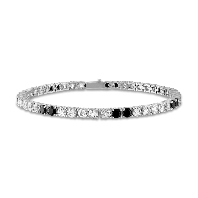 Main Image 1 of 1933 by Esquire Men's Natural White Topaz & Natural Black Spinel Tennis Bracelet Sterling Silver 8.5"