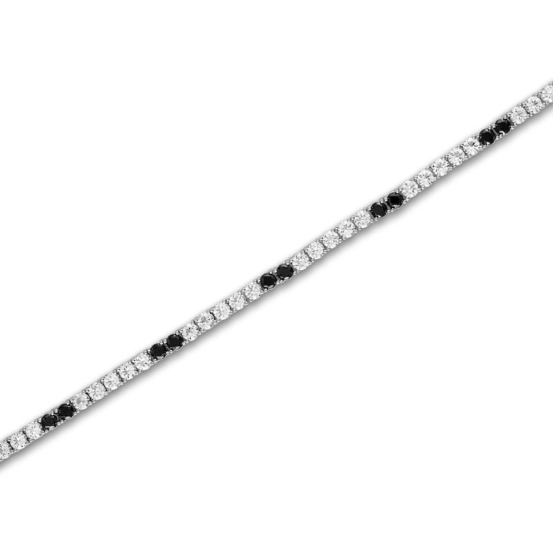 Main Image 2 of 1933 by Esquire Men's Natural White Topaz & Natural Black Spinel Tennis Bracelet Sterling Silver 8.5"