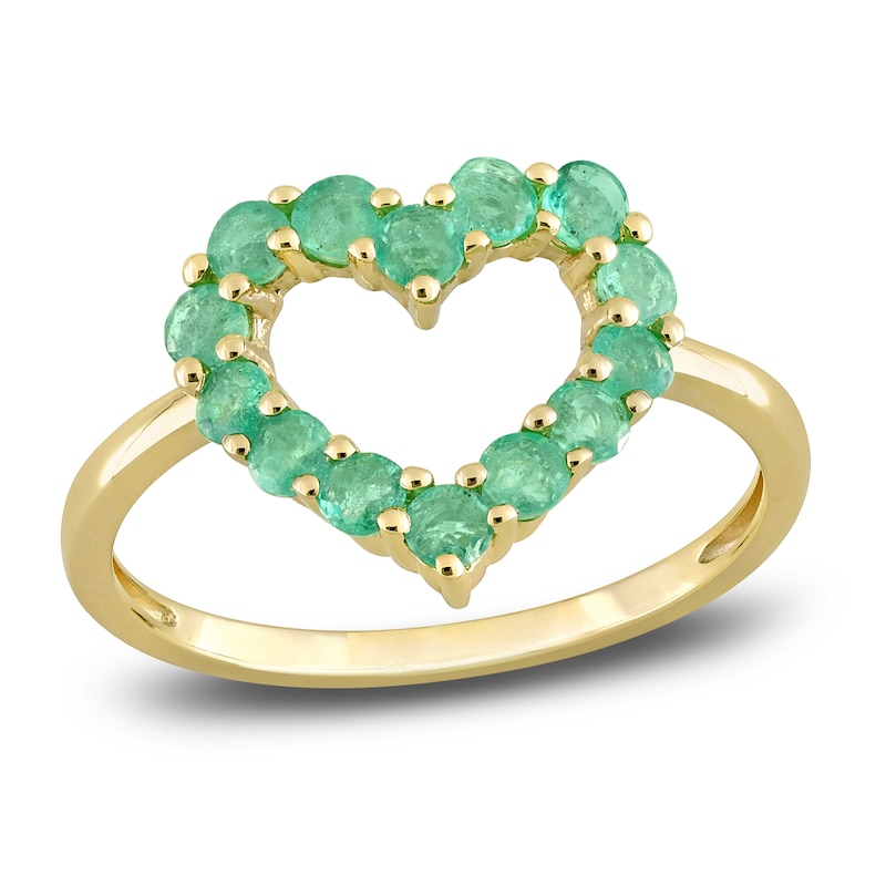 Natural Emerald Heart Ring 10K Yellow Gold