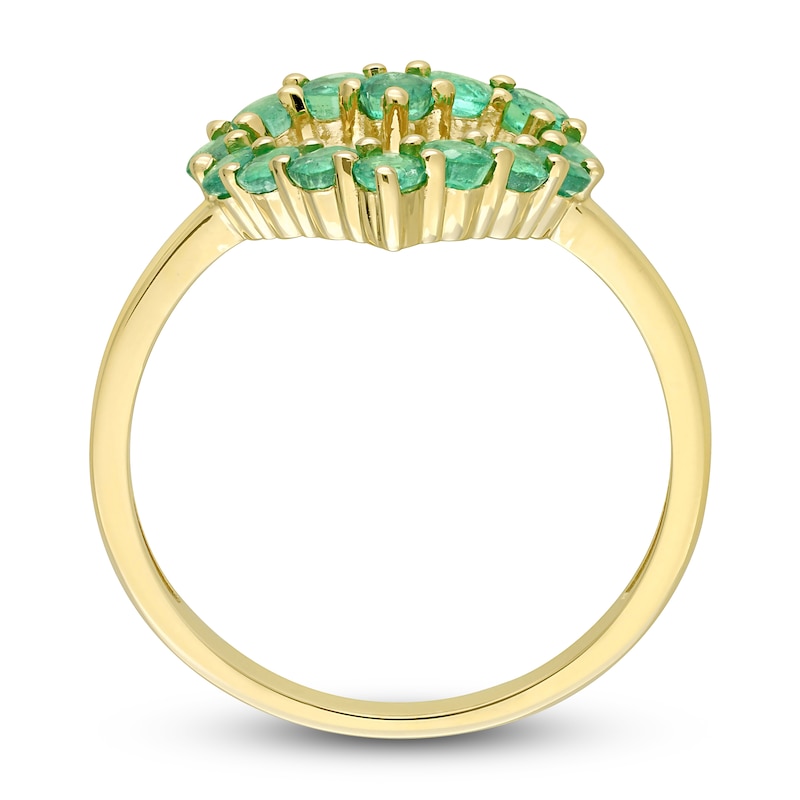 Natural Emerald Heart Ring 10K Yellow Gold