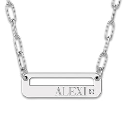 High-Polish Name Link Necklace Diamond Accent Sterling Silver 18"
