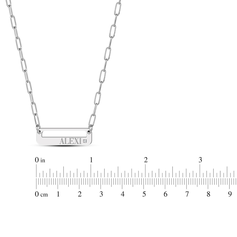 Main Image 2 of High-Polish Name Link Necklace Diamond Accent Sterling Silver 18"