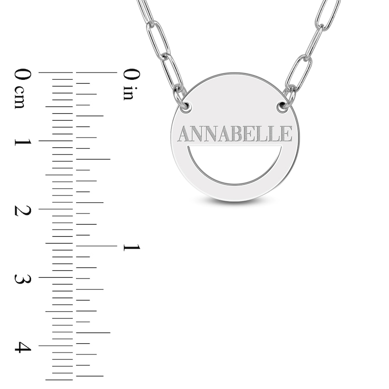 Main Image 2 of Engravable High-Polish Circle Necklace Yellow Gold-Plated Sterling Silver 18" 19mm