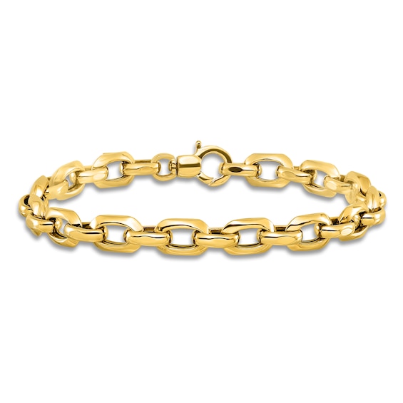 High-Polish Oval Link Bracelet 14K Yellow Gold 7.5"