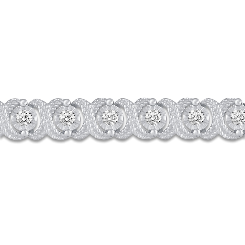 Main Image 2 of Diamond XO Tennis Bracelet 1 ct tw Round 14K White Gold 7"