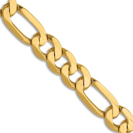 Solid Flat Figaro Chain Necklace 14K Yellow Gold 22" 7.5mm