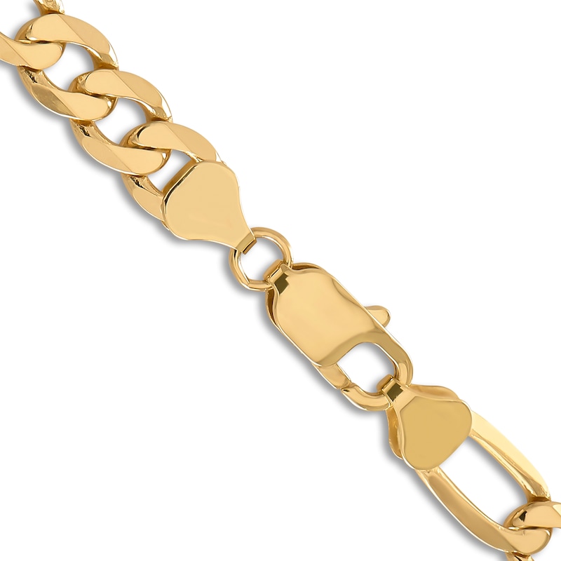 Main Image 3 of Solid Flat Figaro Chain Necklace 14K Yellow Gold 22" 7.5mm