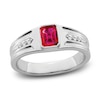 Thumbnail Image 1 of Men's Natural Ruby Ring 1/10 ct tw Round 14K White Gold