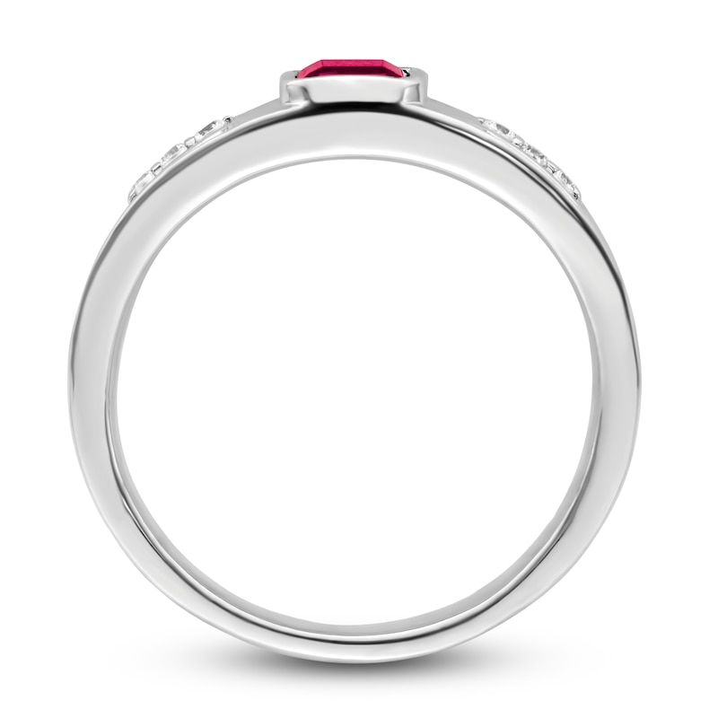 Main Image 2 of Men's Natural Ruby Ring 1/10 ct tw Round 14K White Gold