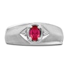Thumbnail Image 3 of Men's Natural Ruby Ring Diamond Accents 14K White Gold