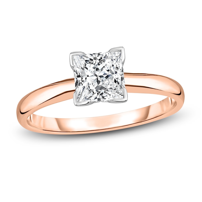 Main Image 1 of Diamond Solitaire Engagement Ring 3/4 ct tw Princess 14K Rose Gold (I2/I)