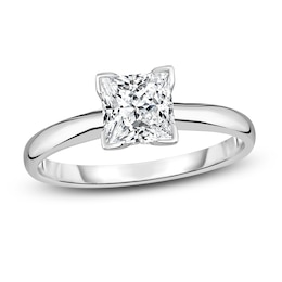 Diamond Solitaire Engagement Ring 7/8 ct tw Princess 14K White Gold (I2/I)