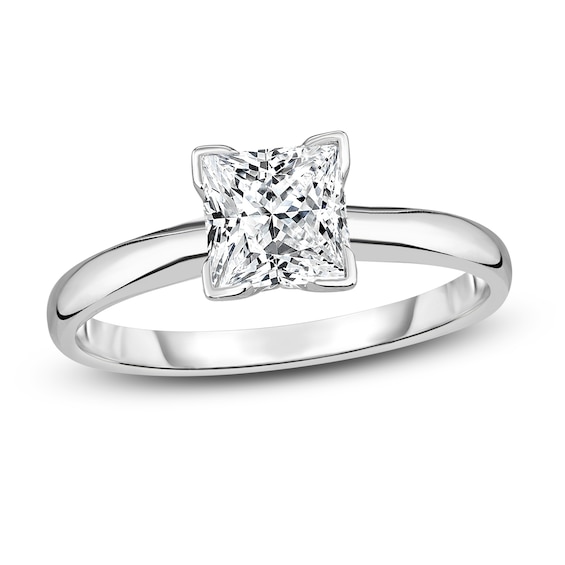 Diamond Solitaire Engagement Ring 7/8 ct tw Princess 14K White Gold (I2/I)