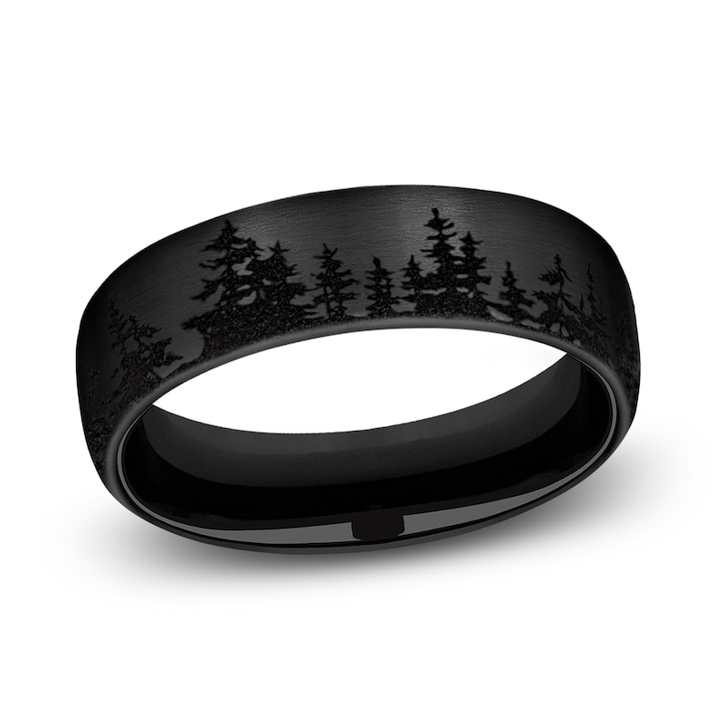 Main Image 1 of Tree Wedding Band Black Titanium 6.5mm