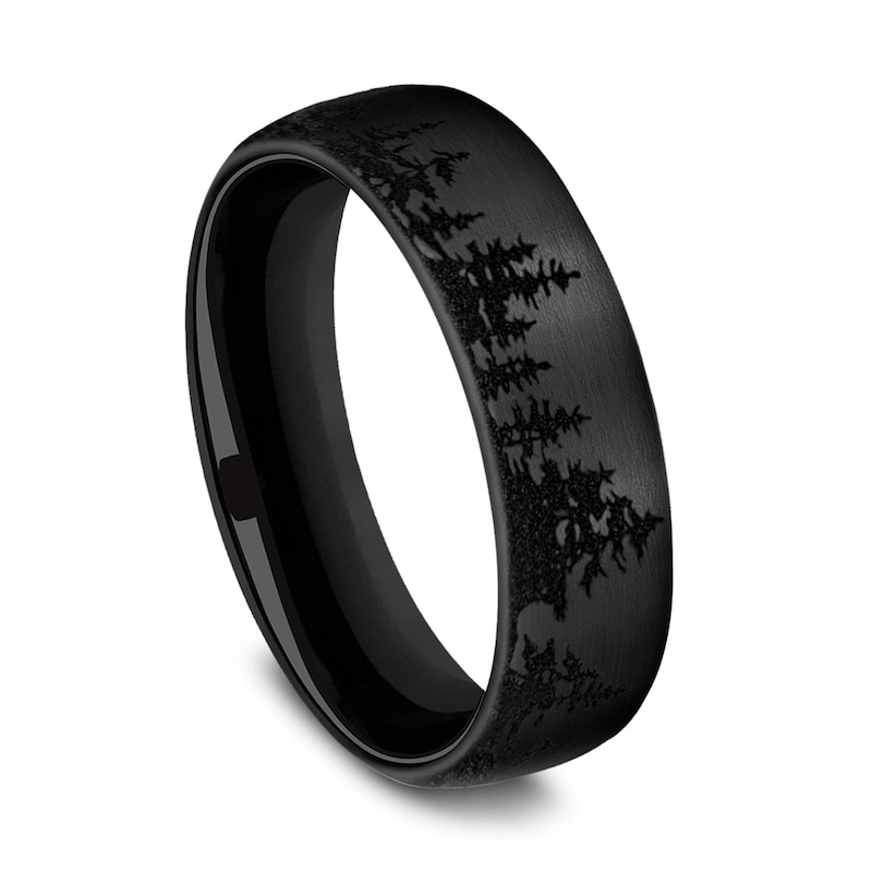 Main Image 2 of Tree Wedding Band Black Titanium 6.5mm