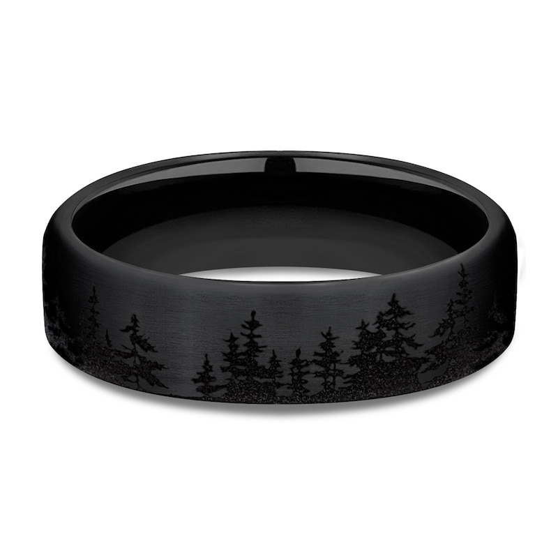 Main Image 3 of Tree Wedding Band Black Titanium 6.5mm