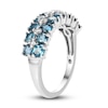 Thumbnail Image 1 of Natural Blue Topaz Anniversary Ring 1/20 ct tw Diamonds 14K White Gold